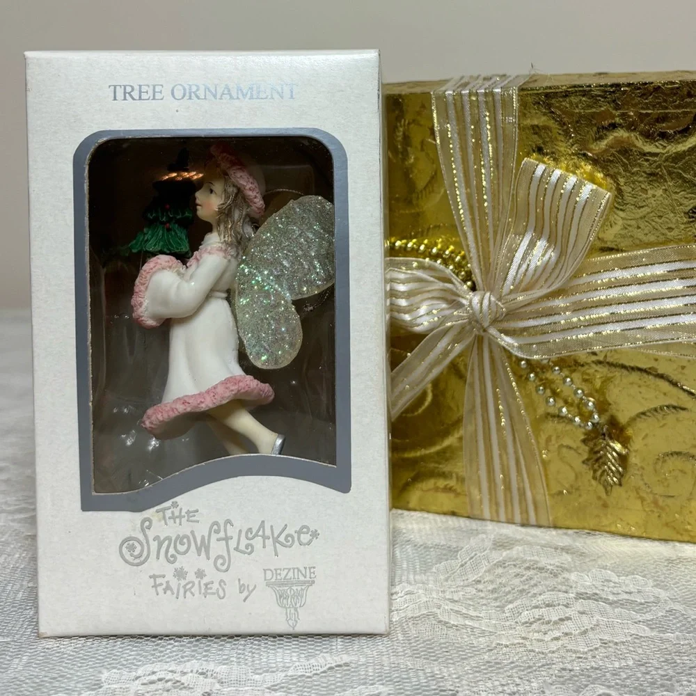 Snowflake Fairy By Dezine Christmas Ornament Vintage 1995 Soft Pink Green White